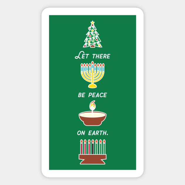 Peace on Earth Multicultural Holiday Diversity Symbols Magnet by mindeverykind